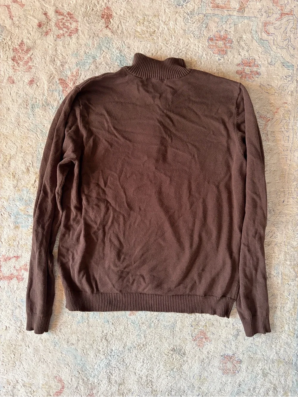 Van Heusen Brown Argyle Half-Zip Sweater